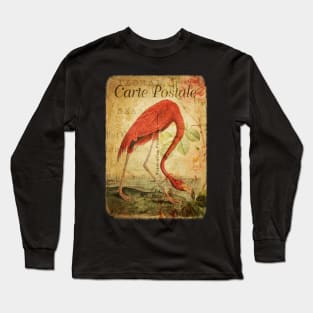 The Flamingo - Vintage French Postcard Long Sleeve T-Shirt